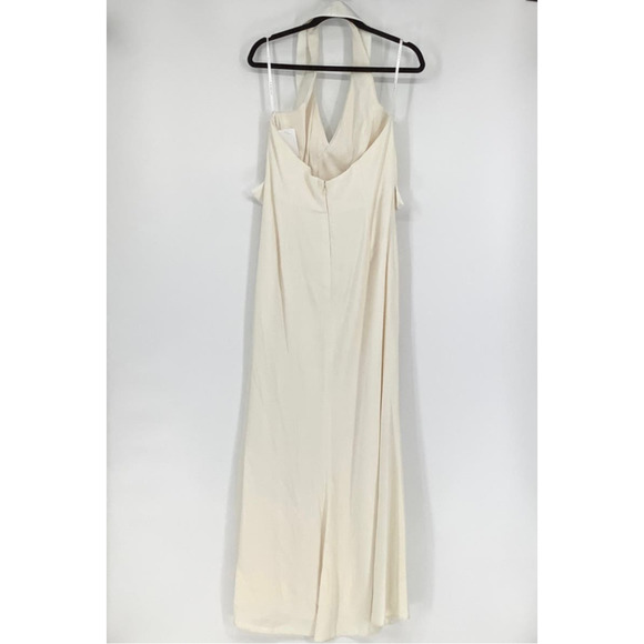 NEW! After Six Size 12 Crepe Halter Tuxedo Max Dress Ivory $242 msrp I22-3 - Picture 4 of 10